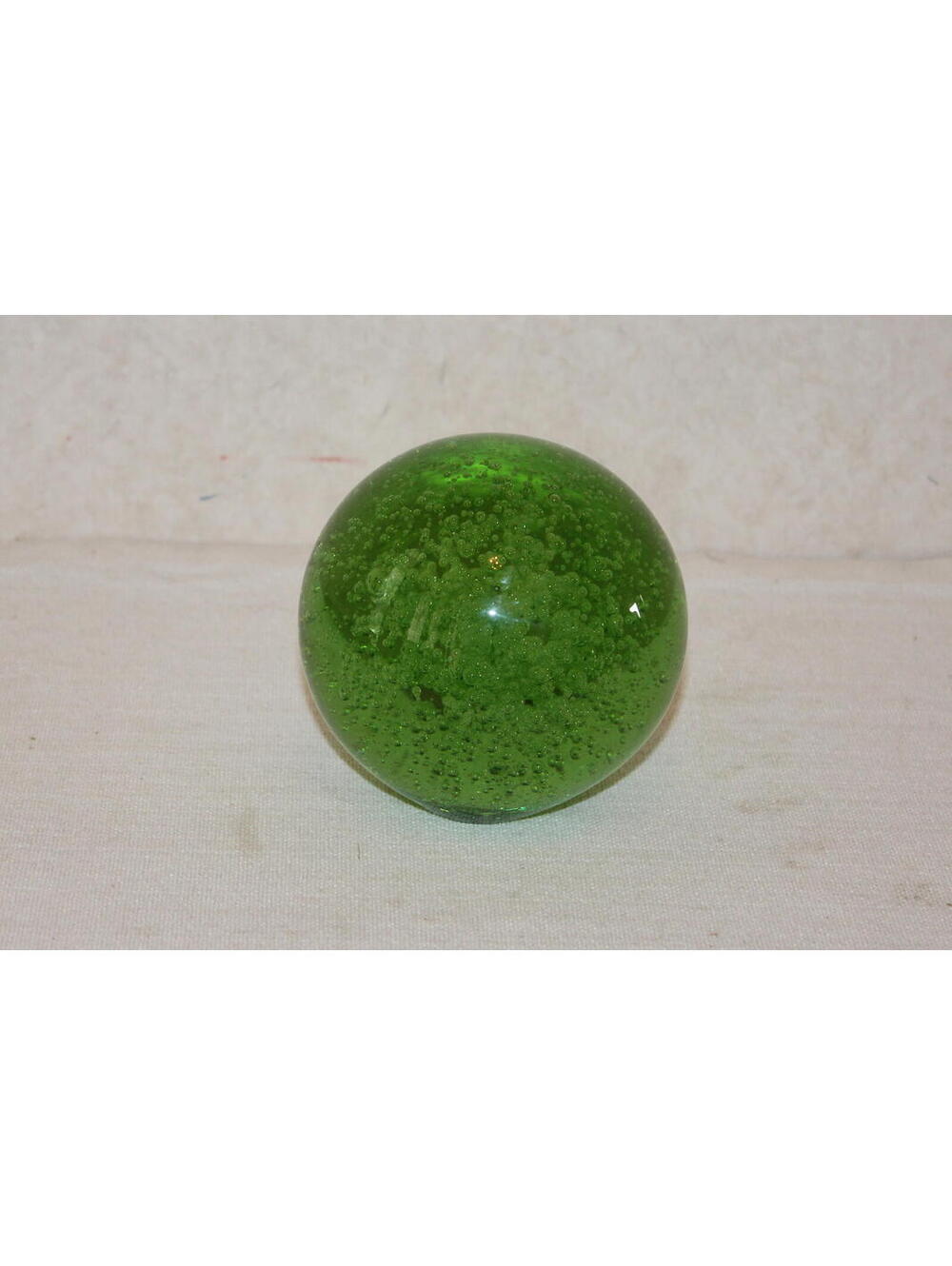 Vintage Handcrafted Green Art Glass Bubble Paperweight Decorative Glass Orb